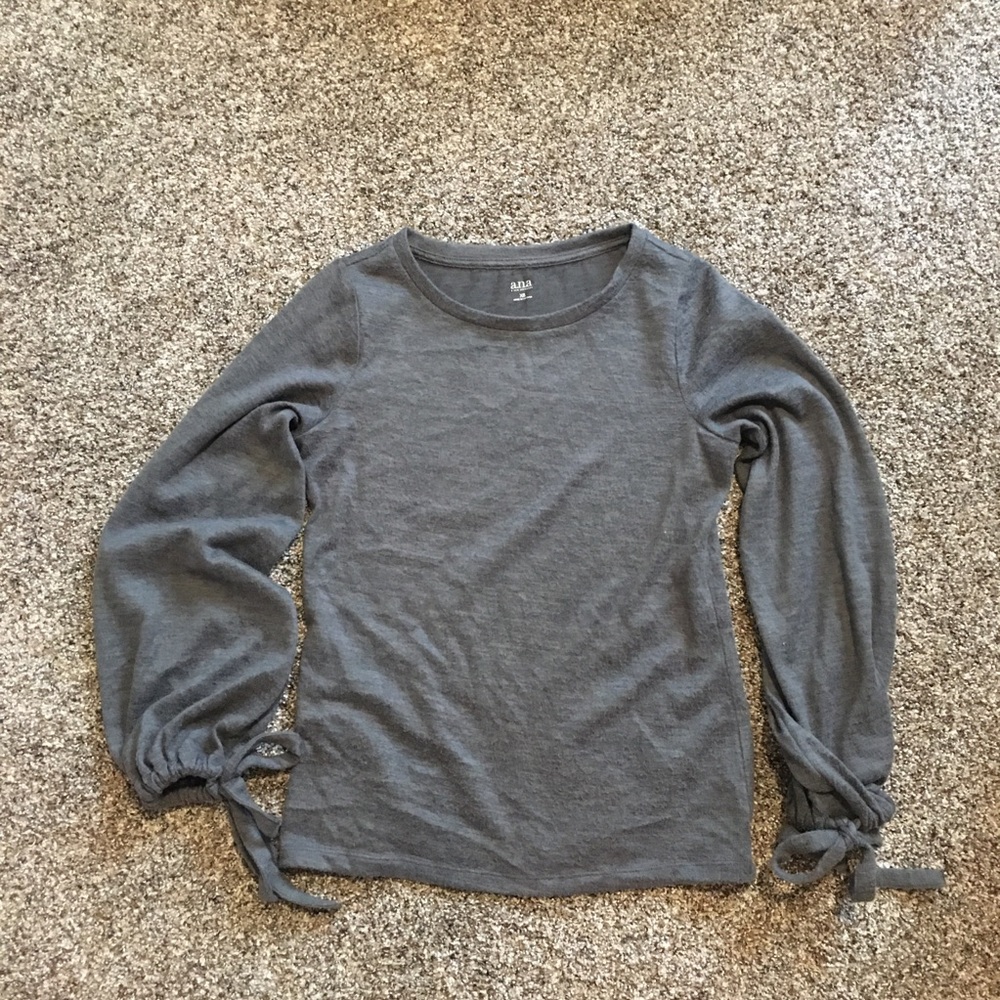Grey Sweater With Bell Sleeve and Ties